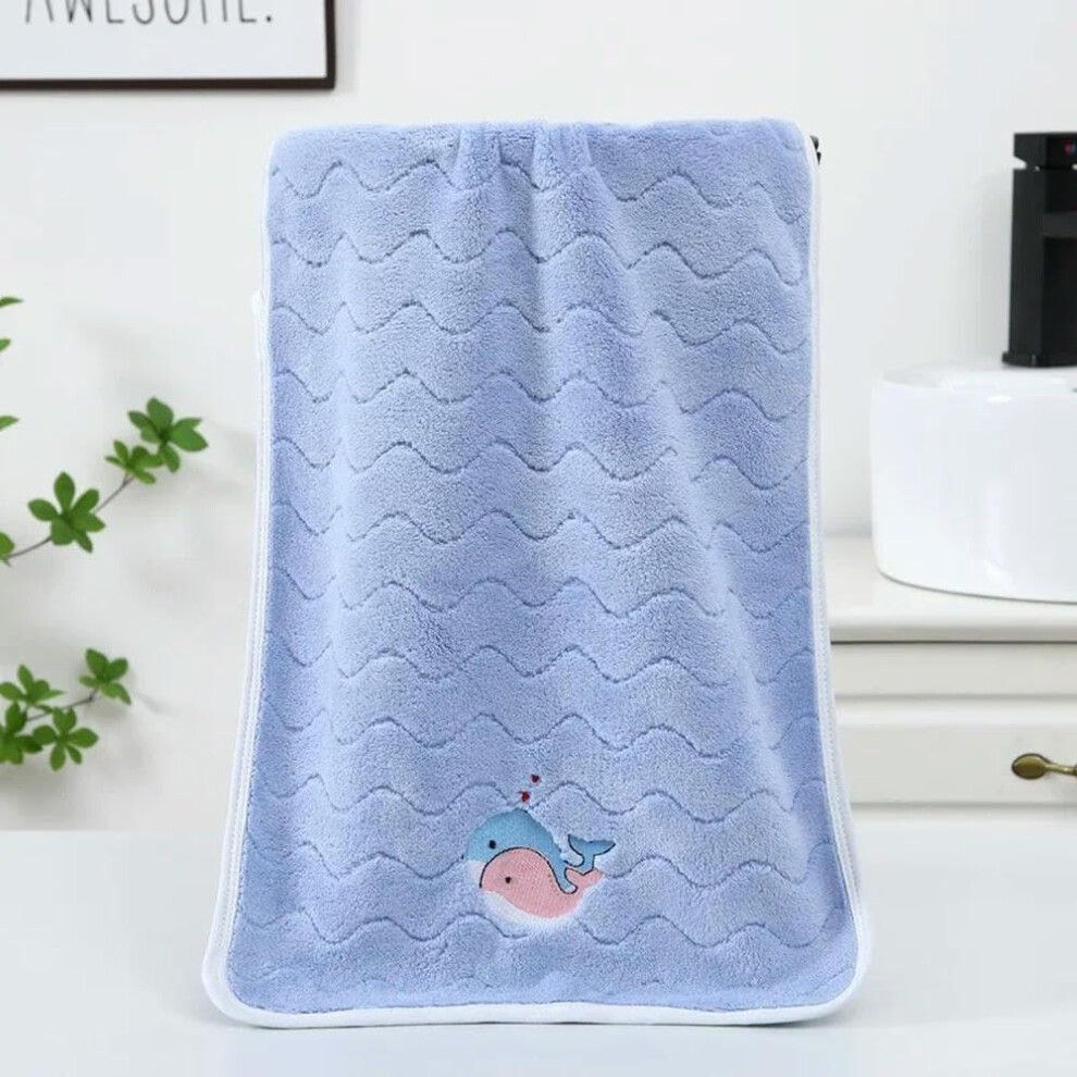 Baby Bath Towel Coral Velvet Soft Absorbent For Newborn Infant Kids 50X25cm Blue Cute Face Washcloth For Boys Girls Blue,Orange