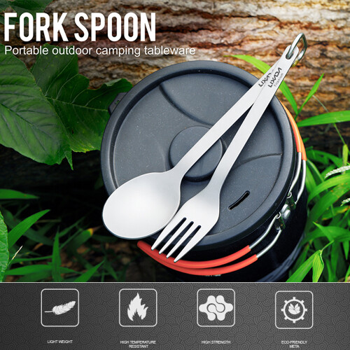 Lixada Lightweight Titanium Dinner Fork and Spoon 2