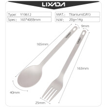 Lixada Lightweight Titanium Dinner Fork and Spoon