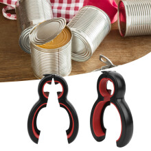 2 Stück 6-in-1 multifunktionaler Dosen- und Flaschenöffner, Schwarz-Rot, 14,5 cm