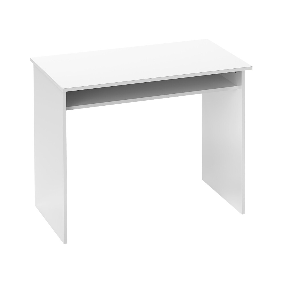Modern White Computer Desk 90x50cm with Storage Shelf Small Home Office and Study Desk High Gloss Finish for Elegant Workspace-image-OPC-PKCQYRW-NEW