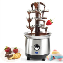 Electric Chocolate Fondue Fountain Machine 1250g 4-Tier Stainless Steel for Chocolate Nacho Cheese and Sauces