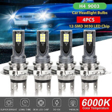 4PCS H4 9003 HB2 LED Headlight Bulbs Kit High Low Beam 28000LM 6000K Super White