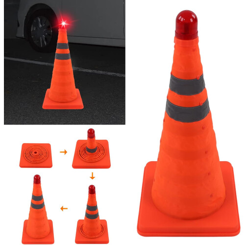 Multi Purpose Pop-up Traffic Cones, 4 Pack Orange Reflective Safety Cones, Foldable Construction Parking Markers 2