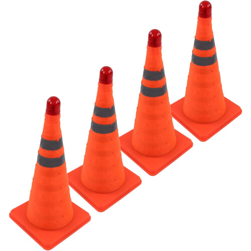 Multi Purpose Pop-up Traffic Cones, 4 Pack Orange Reflective Safety Cones, Foldable Construction Parking Markers 1