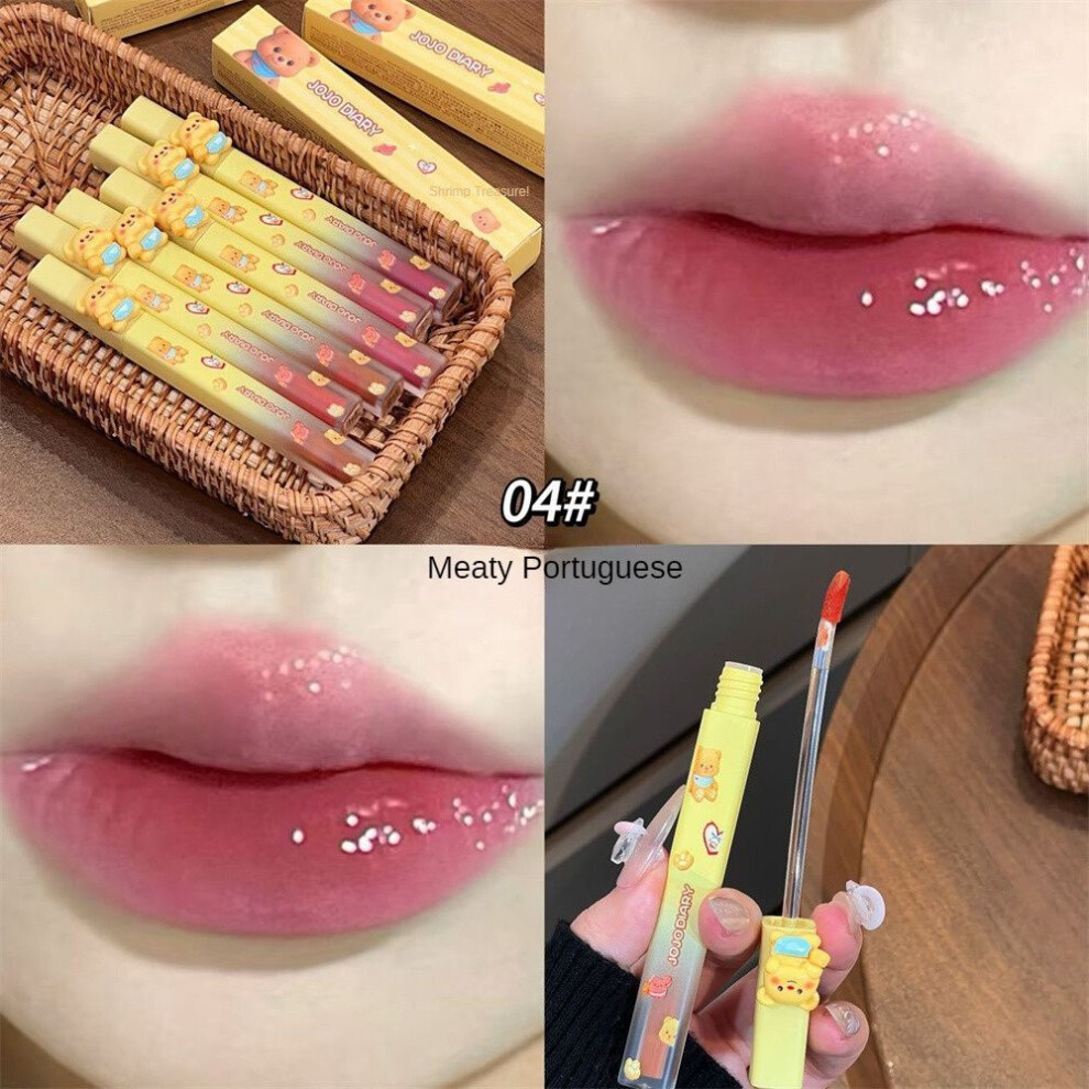 (Type#4) Jojo Diary Cheese Bear Treasure Mirror Lip Glaze Low Saturation Nude Clear Water-image-OPC-PKCR6MR-NEW