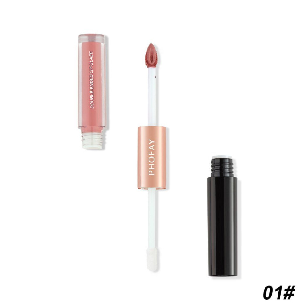 (Type#1) Phofay Double-head Tear-off Lip Gloss Lip Oil Waterproof Non-stick Cup Lipstick-image-OPC-PKCR77B-NEW