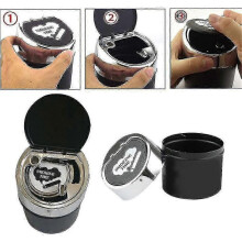 Piao Smokeless Metal Steel Ashtrays for Cigarettes with Covered Push Lid Portable Windproof Ash Tray Bucket Big Small Set for Home Tabletop,patio,sand