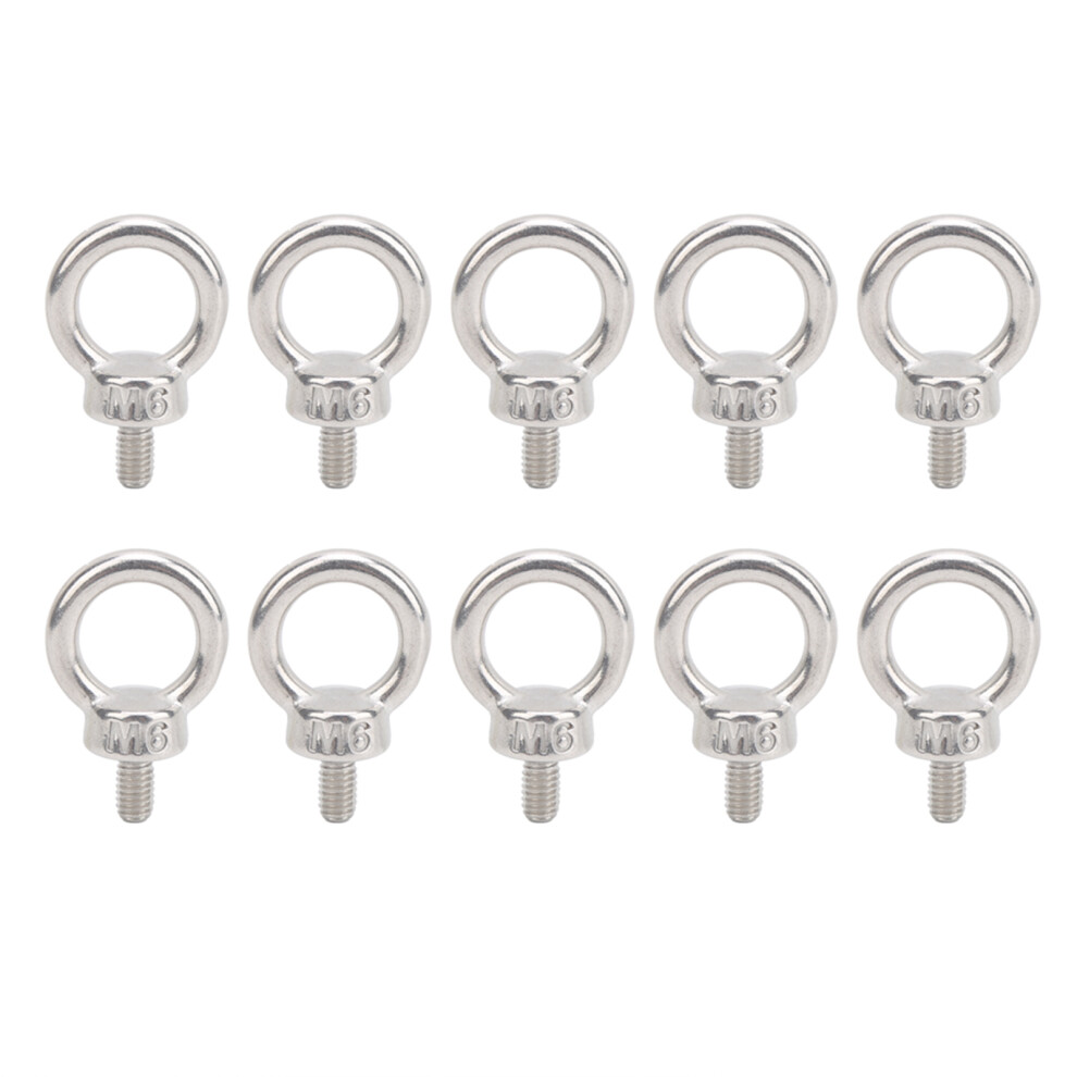 10Pcs M6 Lifting Eye Ring Bolts Screw 304