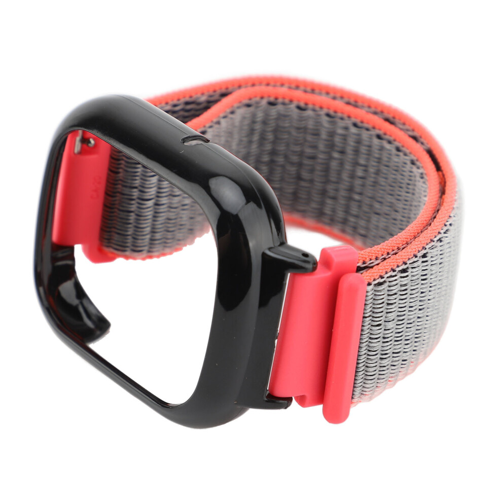 Watch 4 Shiny Nylon Wristband With Hook & Loop Fastener Replacement Strap Pink 4241347081024