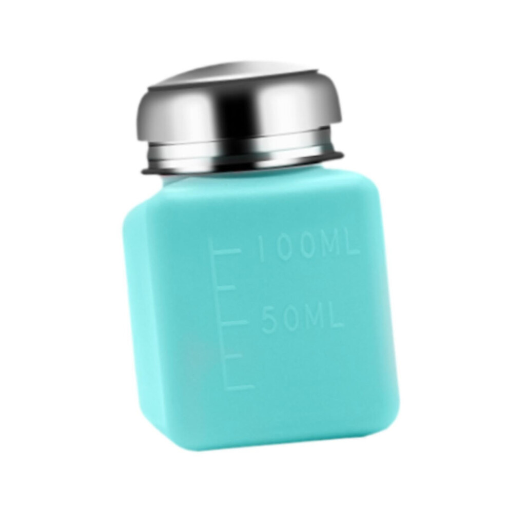 Blue Nail Polish Remover Pump Dispenser Bottle 100Ml, Hand Pump Liquid Dispenser For Makeup Removal