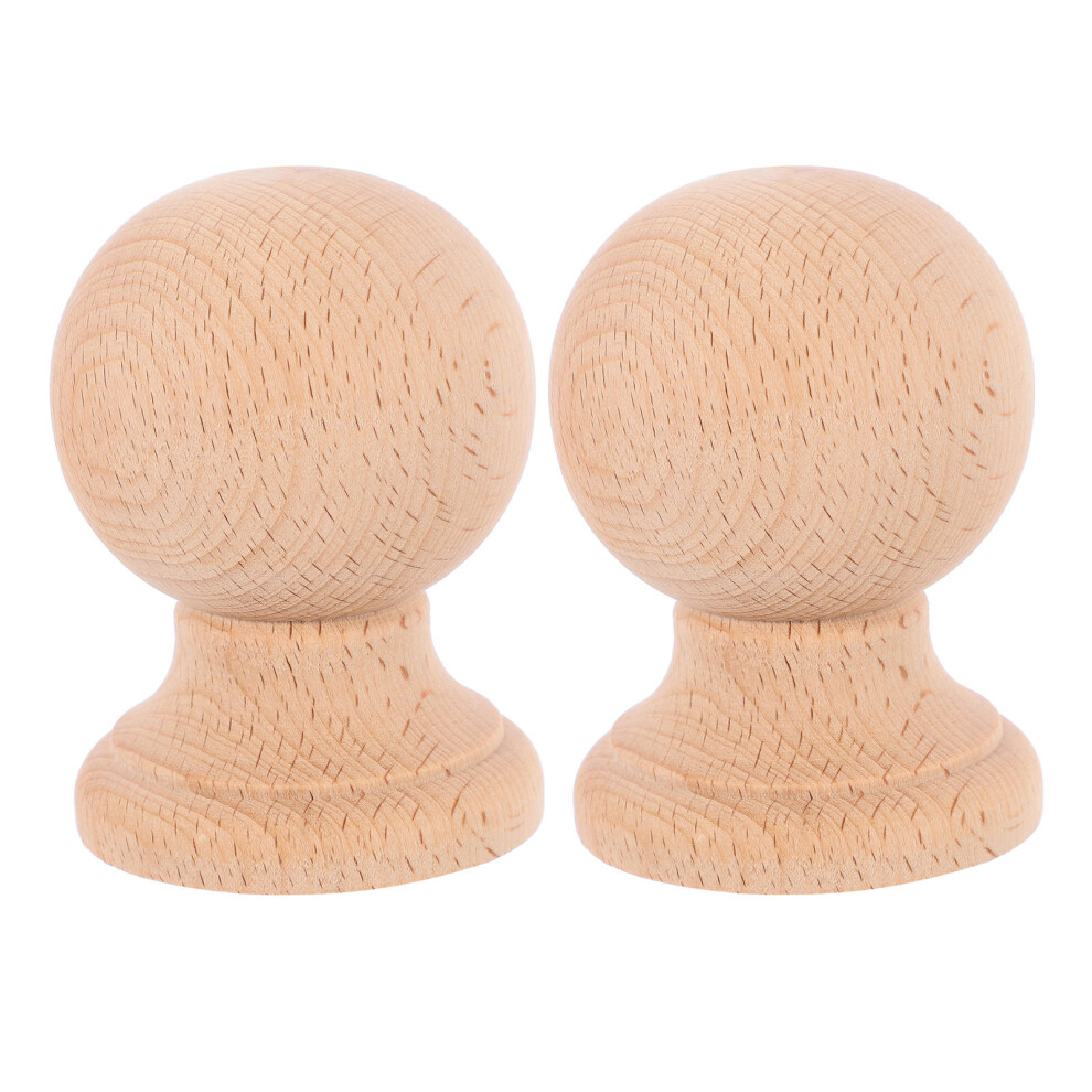 2Pcs Wood Ball Finial 6Cm Tall Hardwood Staircase Baluster Topper 3191694433773