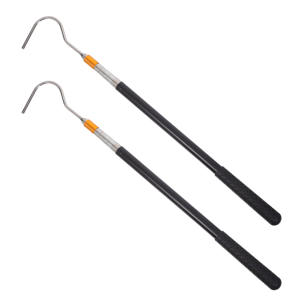 Inoomp 2Pcs Telescopic Attic Ladder Pull Down Hook Pole For Loft Stairs