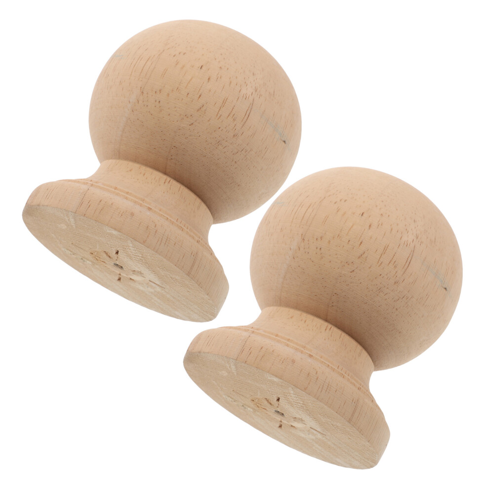 2Pcs Unfinished Wood Finials For Curtain Rods Staircases Bed Posts 3191694433919