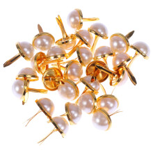 120pcs Golden Half Round Pearl Head Brads Pins 12mm