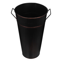 Tall Metal Firewood Storage Bin Dark Brown Coal Bucket with Handle