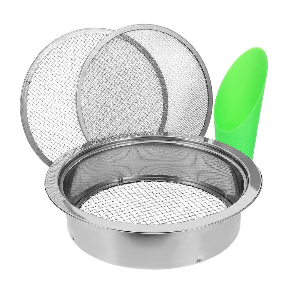Vaguelly 1 Set Stainless Steel Soil Sifter Fine Mesh Sieve For Garden Compost