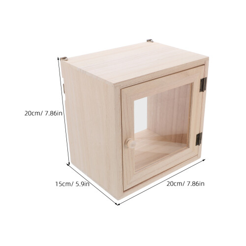 Wood Milk Box with Lock Wall-Mount Mailbox Clear Window Beige 1