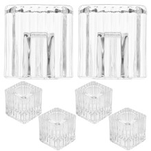 4Pcs Elegant Crystal Glass Candlestick Holders Transparent Home Decor