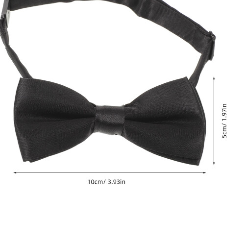 Adjustable Kids Bow Tie Pre-Tied Solid Color Black 1