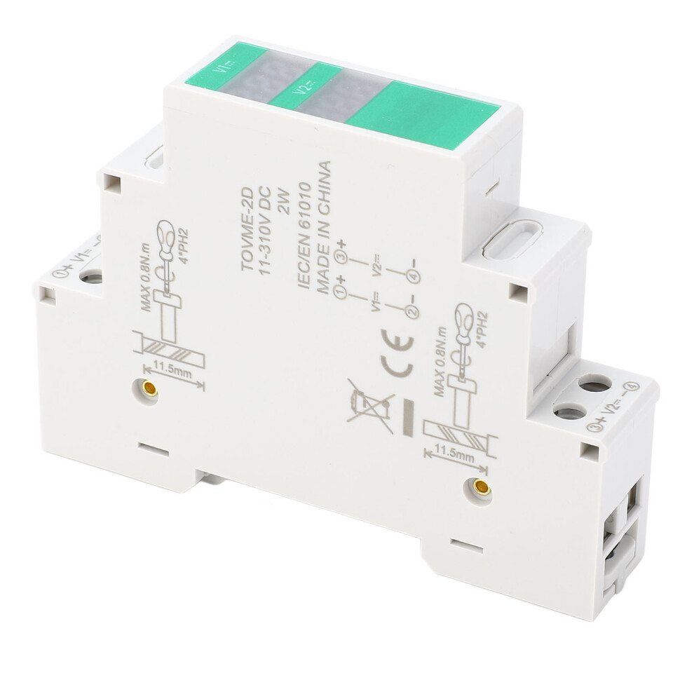 Din Rail Volt Meter Dc 11V-310V Lcd Digital Display, Model Tovme-2D 8711347095162
