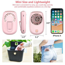 Portable Neck Fan Handheld Mini Fan Electric Fan 2000mAh Battery Operated Fan with Lanyard Pink