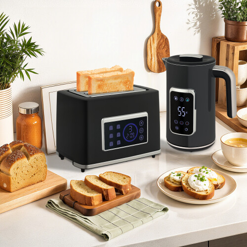 Homcom (Black) Kettle and Toaster Set 1.7L with Rapid Boil 3000W 2