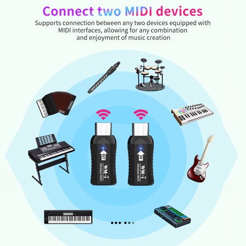 MIDI Connector 2.4GHz Wireless Adapter Long Range & Battery Life Compact 1