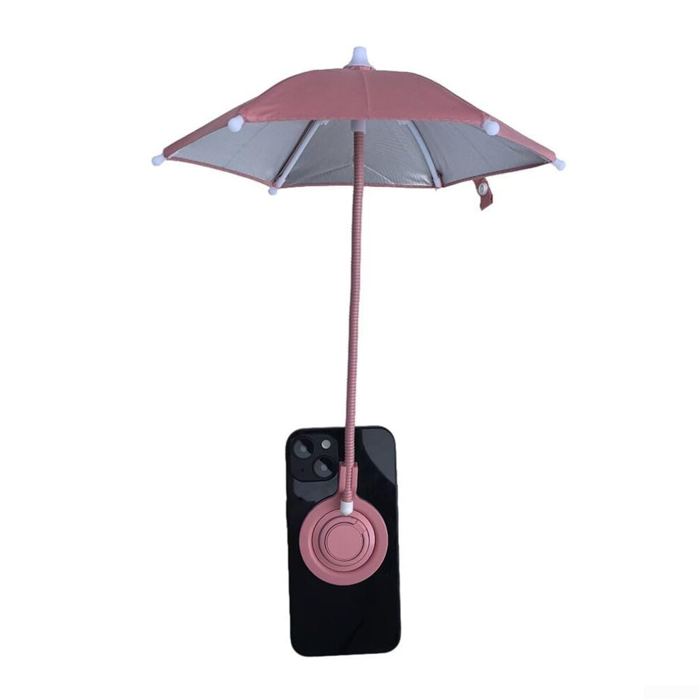 Magnetic Mobile Phone Umbrella Holder - Mini Sunshade For Smartphones, Lightweight, Portable, Screen Protection Pink 6447073495397