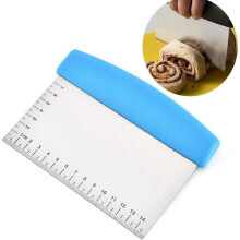 Stainless Steel Metal Grill Scraper - Ideal as a dough cutter for bread and pizza dough - Multi-Purpose Kitchen Tool for Flat Grill Plate (Blue)