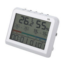 Tischthermometer-Uhr -10 bis 50 C, 20–95 % rel. Luftfeuchtigkeit grün