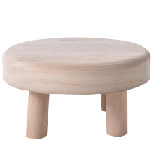 Wood Plant Stool, 7.9'' Diameter Round Plant Stand, 3.9'' Tall Indoor Outdoor Decorative Plant Riser for Bonsai Pots