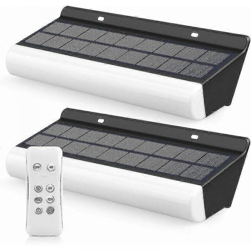 Applique murale solaire 300 lm avec télécommande, éclairage à intensité variable avec 2 LED à intensité variable IP66, 36 LED solaires ultra