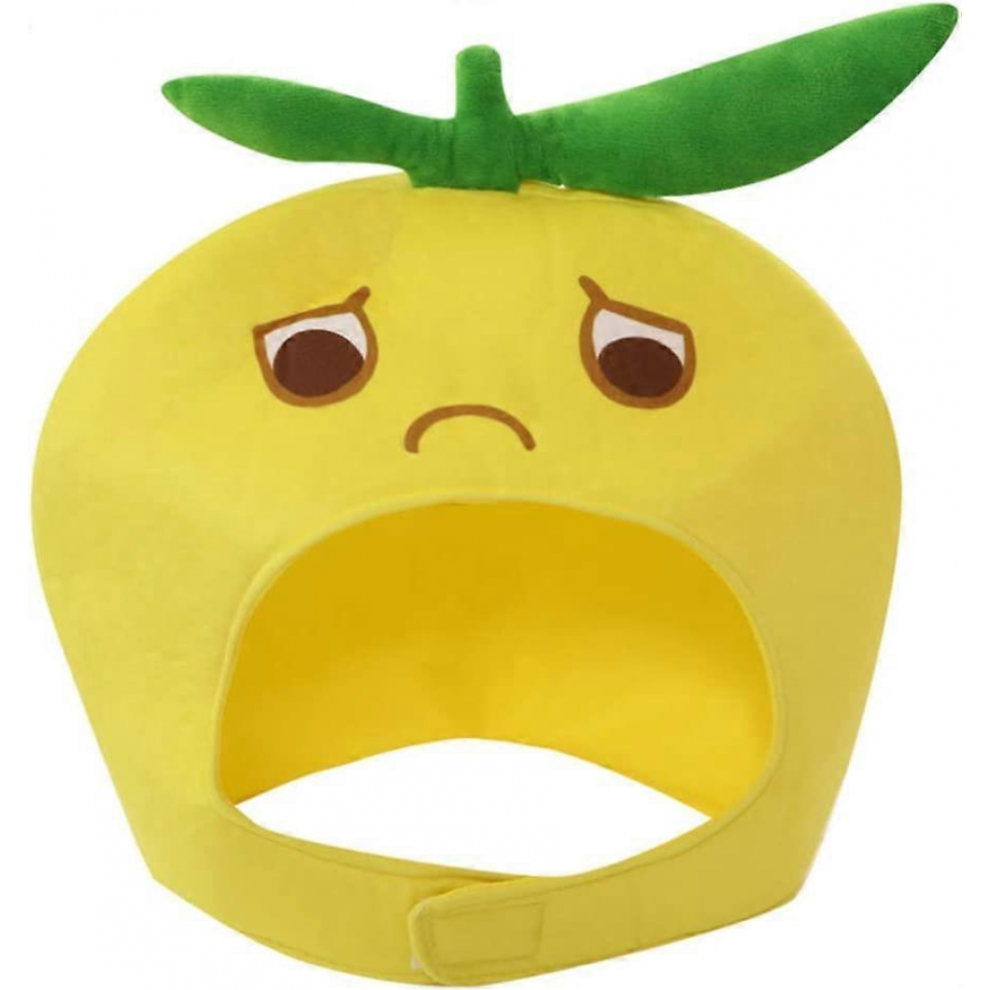 Lemon Hat Plush Fruit Cap Novelty Headgear Headwear Cosplay Costume Photo Prop for Fruit Theme Party Supplies