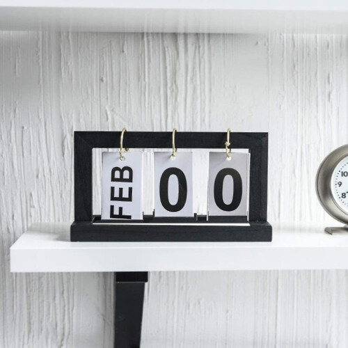Wooden Perpetual Desk Calendar Desk Office Decor Creative Reusable 2
