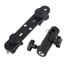 Black Double Hot Shoe Flash Umbrella Holder Light