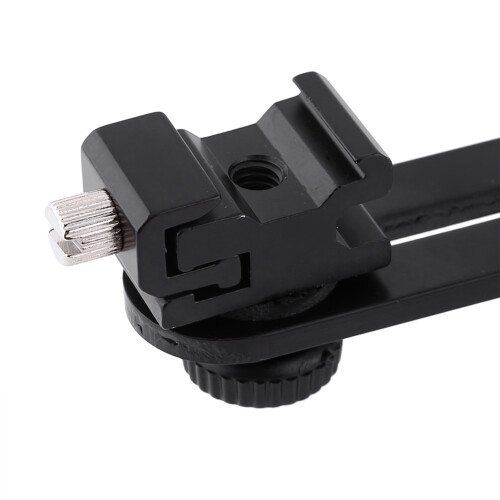 Black Double Hot Shoe Flash Umbrella Holder Light 2