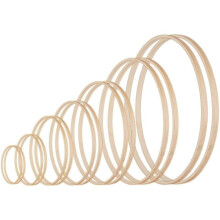 14 Pieces 7 Size Wooden Rings for Crafts Bamboo Wooden Rings Hoops Set