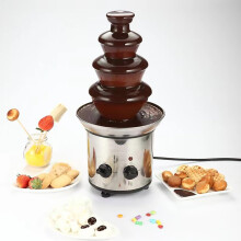 4 Tier Chocolate Fountain Machine, Stainless Steel Electric Fondue Fountain for Nacho Cheese and Sauce, 5.4lb Capacity