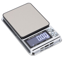 Bilancia di precisione da 500 g, risoluzione 0,01 g, USB, formato tascabile, ABS/SS