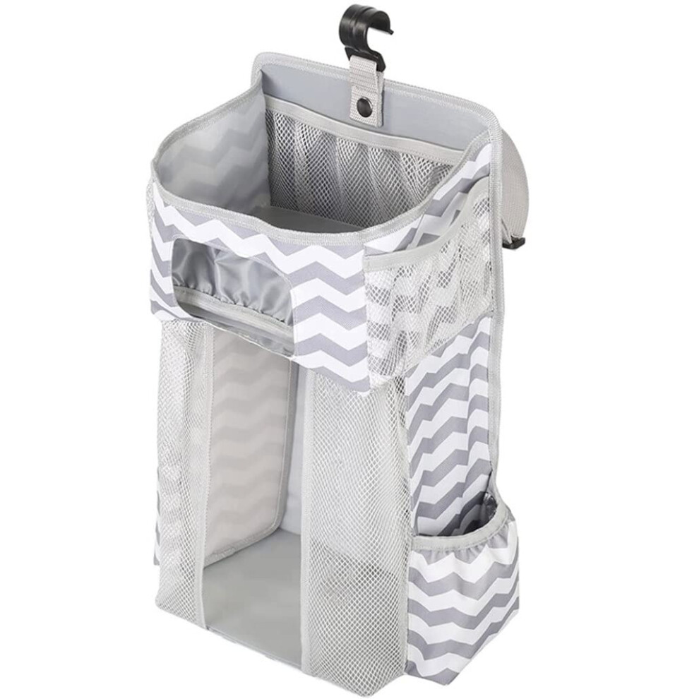 Baby Hanging Nursery Organizer Large Capacity Diaper Holder Crib Storage Bag Striped Design for Infants