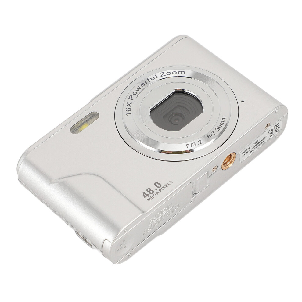 1080P Digital Camera For Kids & Adults, 48Mp, 16X Zoom, 2.4" Ips, Silver 9381347150780