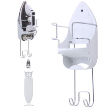 Ironing Board Holder Wall Mount Universal Heavy Duty Hanger Foldable Heat Resistant Iron Organizer for Home, White