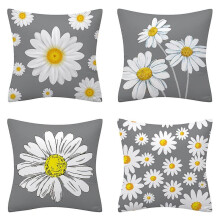 Summer pillowcase 18x18 inch 4 piece set outdoor decoration gray yellow daisy cushion cover suitable for home decoration sofa