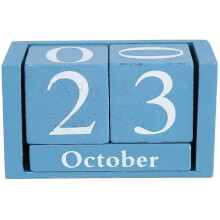 Wooden Desk Calendar, Vintage Perpetual Desk Calendar, Wooden Block Month Date Display for Home Offi