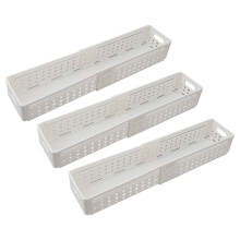 3 Pcs Retractable Plastic Storage Bin Set for Kitchen, Space Saver, Multi-Purpose