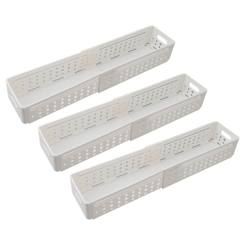 3 Pcs Retractable Plastic Storage Bin Set for Kitchen, Space Saver, Multi-Purpose