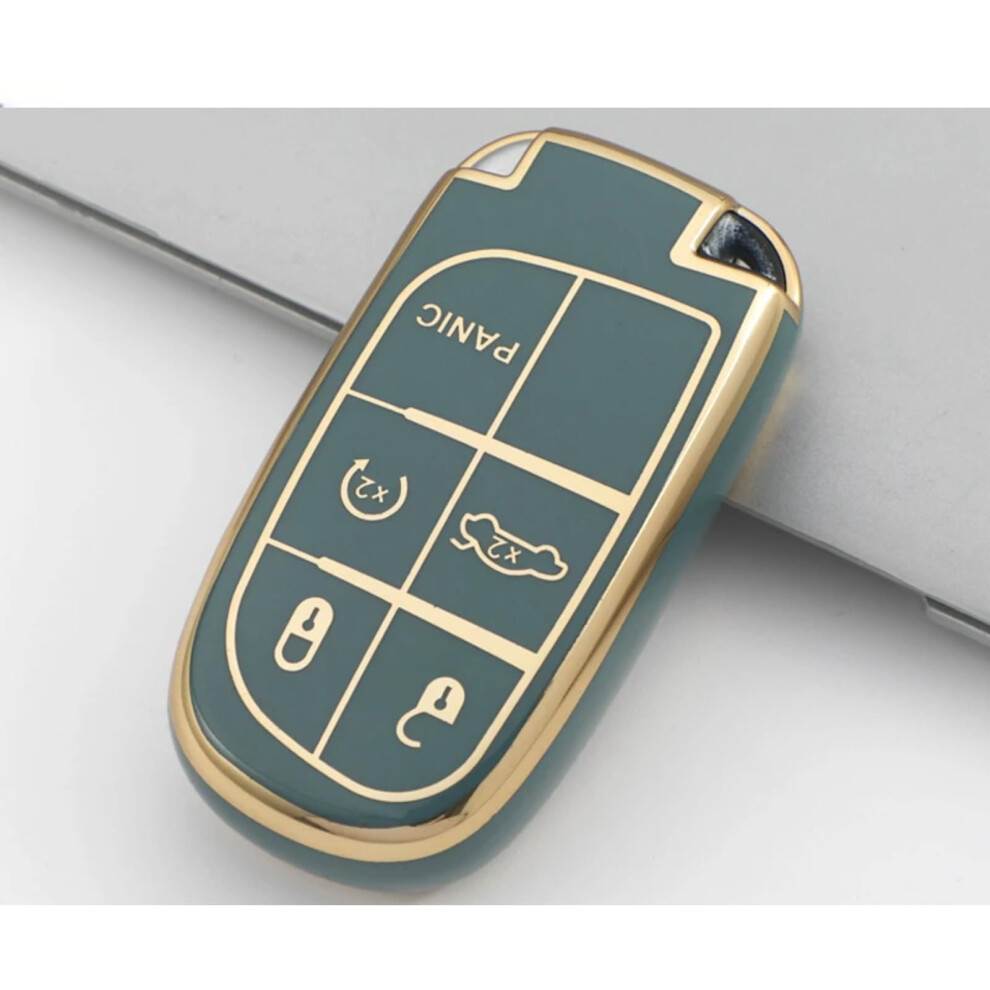 5 Buttons Smart Key Fob Case Cover Compatible With Jeep Cherokee Wrangler Compass Renegade Grand Patriot Keychain Gray 6038364183200