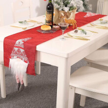 Christmas Table Runner Xmas Table Decoration Santa for Holiday Winter Home Decorations (Red)