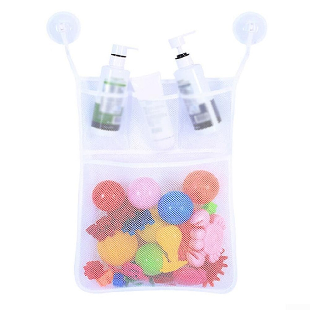 Bath Toy Organizer with 3 Compartments, Hanging Storage Net for Baby and Children's Toys, Durable Mesh Bath Bag